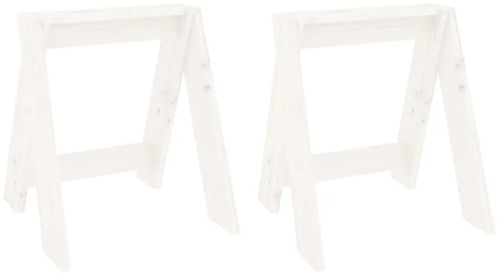 823660 vidaXL Табуретки, 2 бр, бели, 40x40x45 см, борово дърво масив