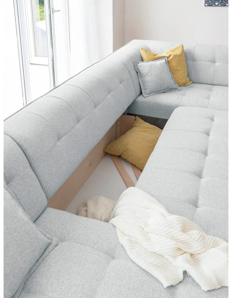 Светлосив U-образен разтегателен диван, десен ъгъл Dazzling Daisy - Miuform