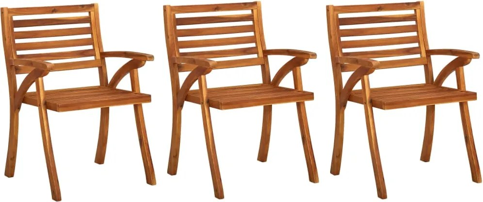 3060832 vidaXL Градински трапезни столове с възглавници, 3 бр, акация масив