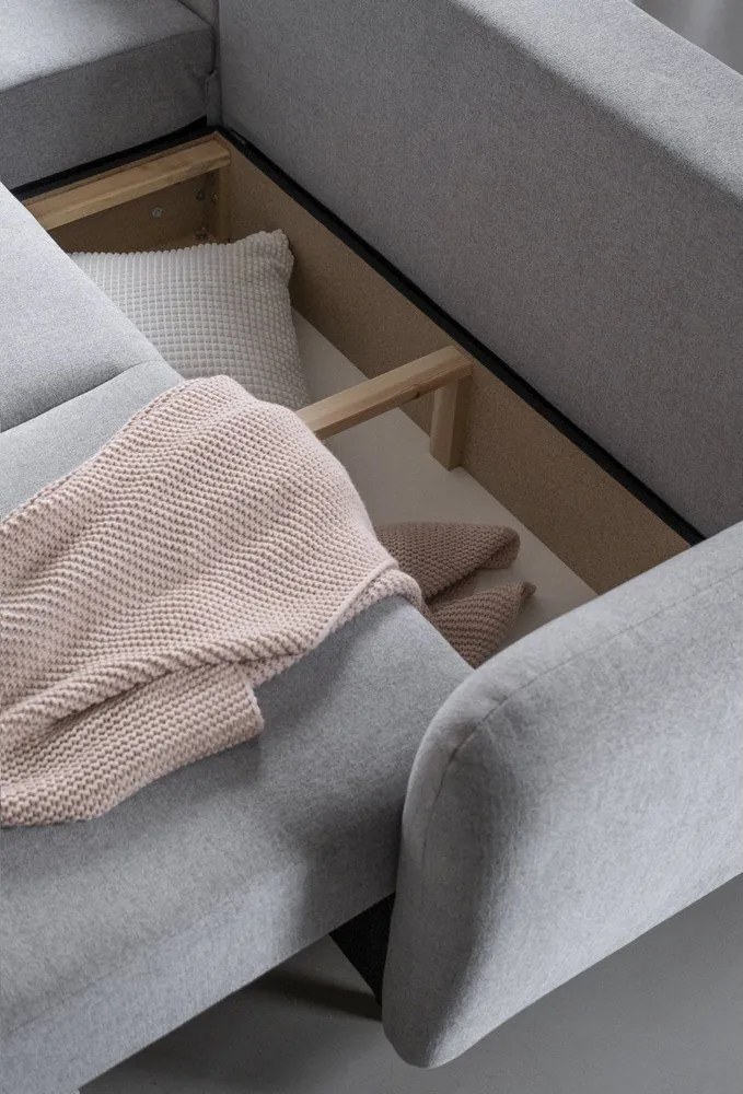 Светлосив ъглов разтегателен диван, ляв ъгъл Scandic Lagom - Miuform