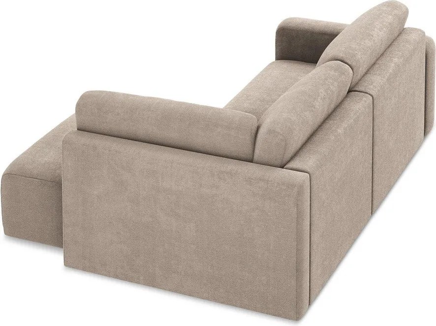 Бежов шенилов сгъваем/с място за съхранение ъглов диван (десен ъгъл/L форма) Kona – Makamii