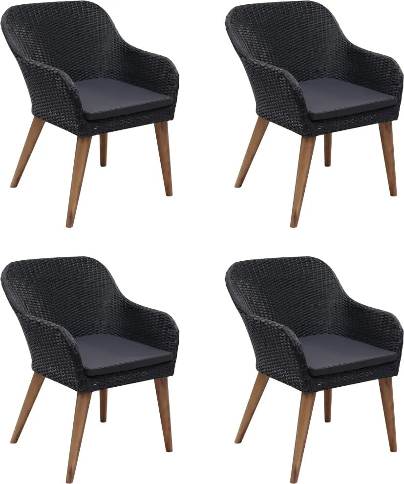 3068773 vidaXL Градински трапезен комплект, 5 части, черен