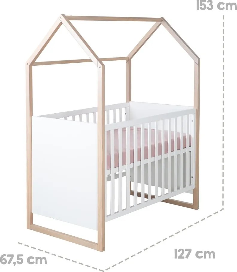 Бяло детско креватче 60x120 cm Cabane – Roba