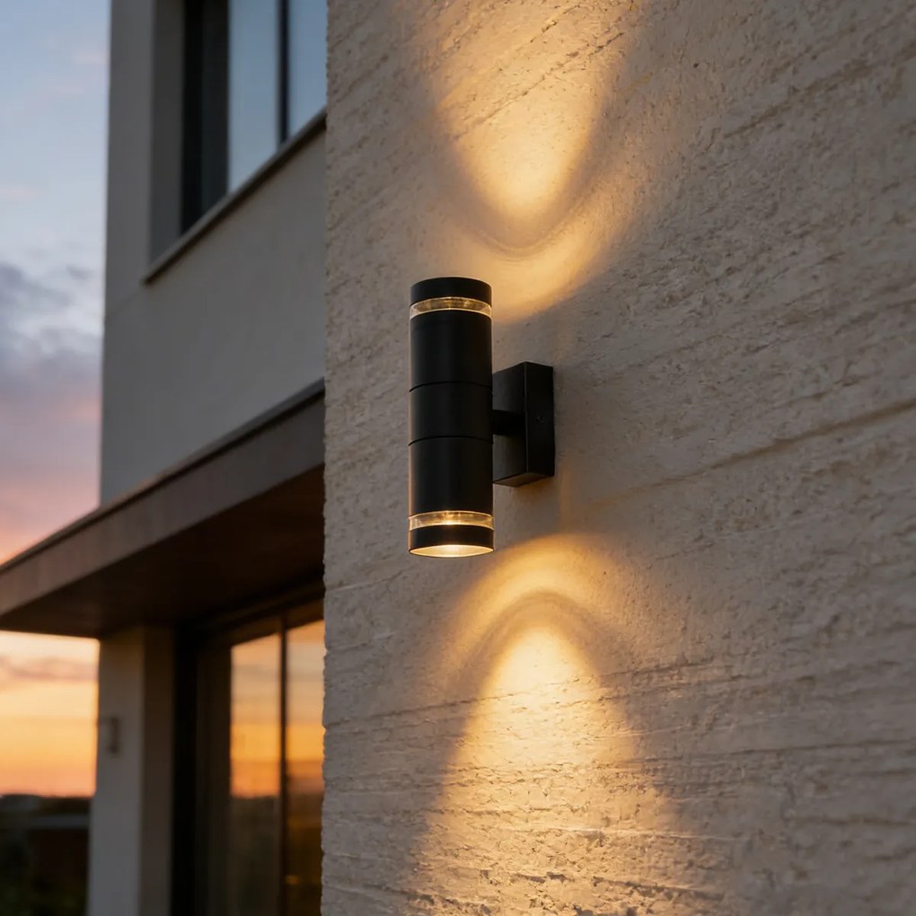 Модерна външна стенна лампа черна 2 светлини IP44 - Dubbla