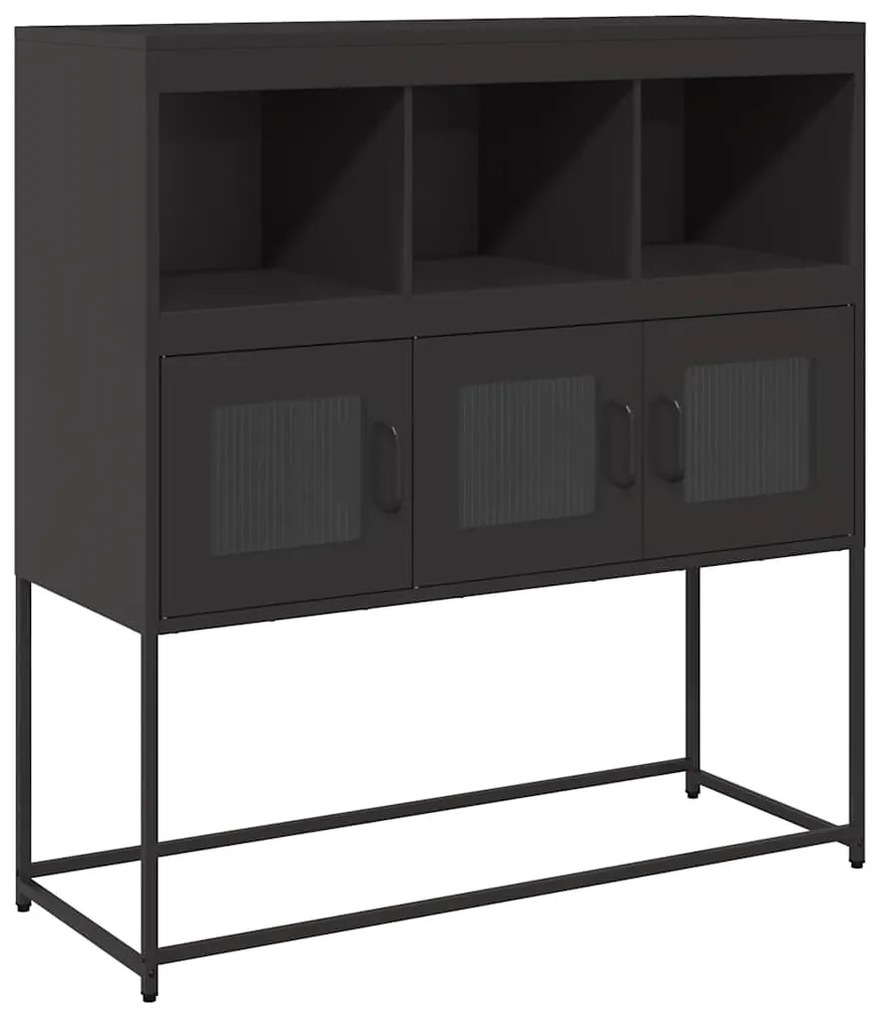 853416 vidaXL Бюфет, черен, 100,5x39x107 см, студеновалцувана стомана