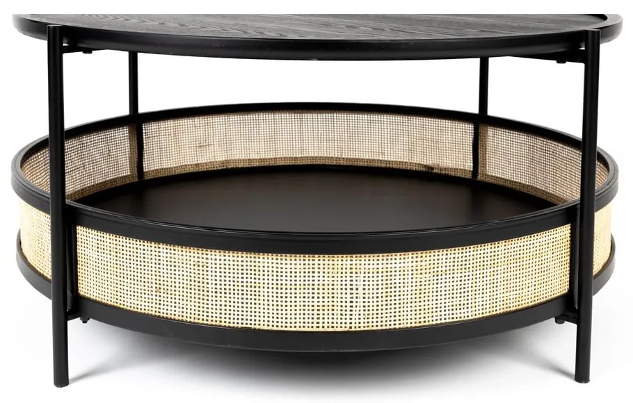 Kръгла масичка за кафе в черен и естествен цвят ø 80 cm Makoto – White Label