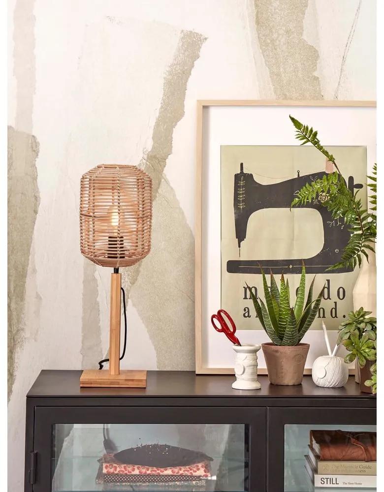 Настолна лампа с абажур от ратан в естествен цвят (височина 45 cm) Tanami - Good&amp;Mojo