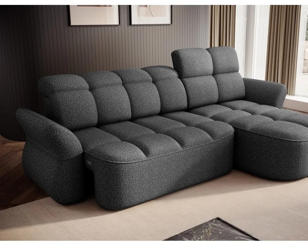 Тъмносив кадифен сгъваем/с място за съхранение ъглов диван (десен ъгъл) Beneth – ELTAP