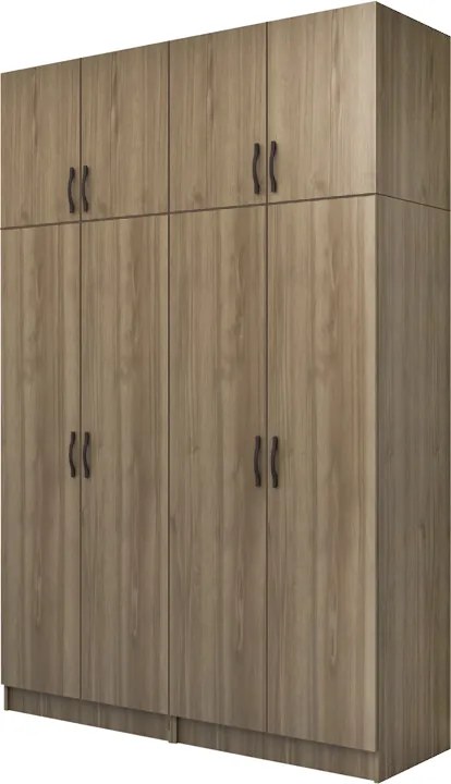 Шкаф с четири врати от меламин Vivian с кабинет в цвят орех 160x51.8x240см.
