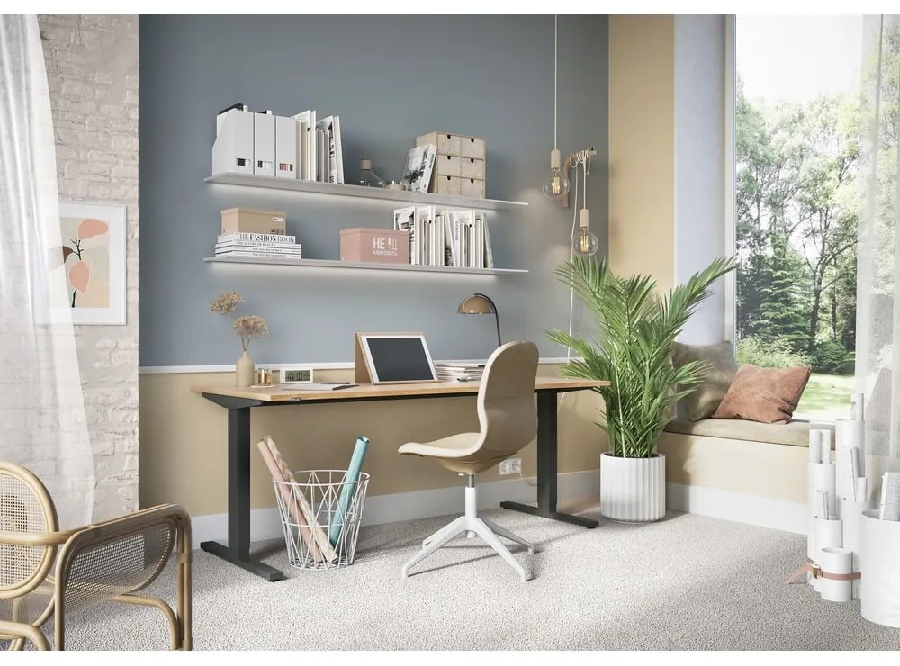 Работна маса с електрическо регулиране на височината с дъбов плот 80x180 cm Lissabon – Germania