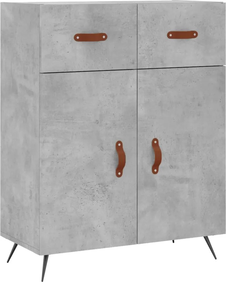 827952 vidaXL Сайдборд, бетонно сив, 69,5x34x90 см, инженерно дърво