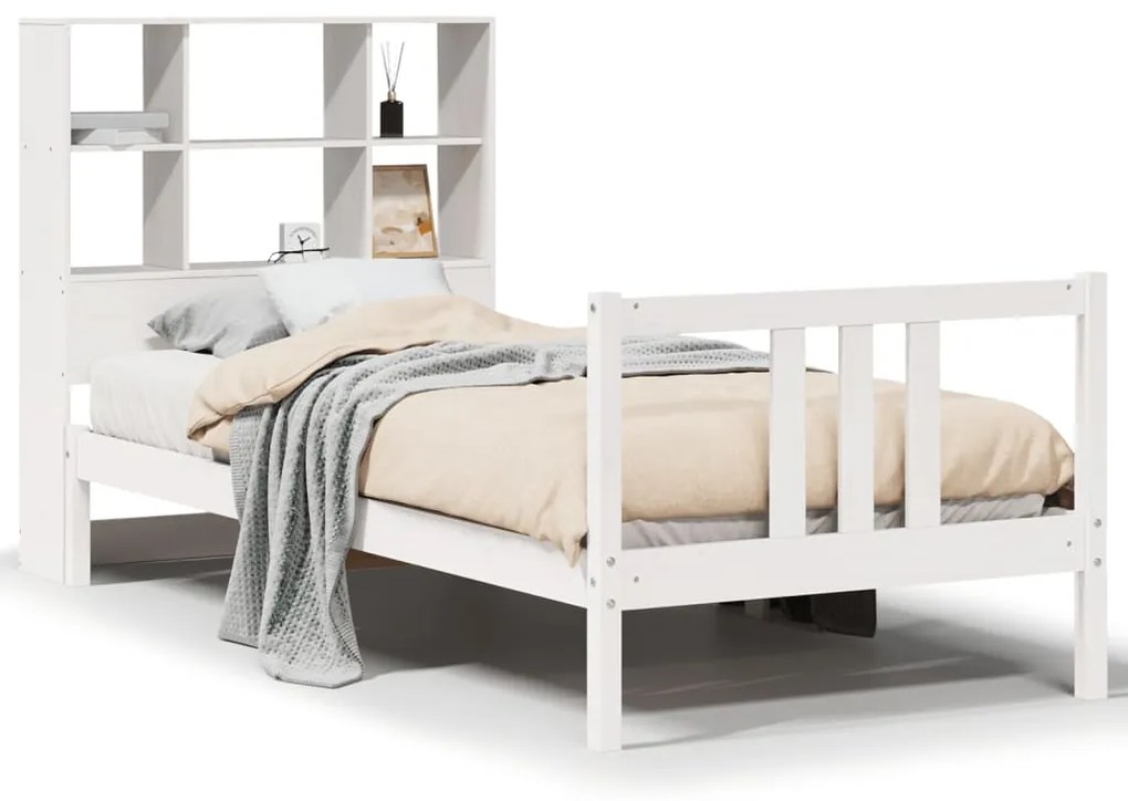 3322310 vidaXL Легло с етажерка за книги, без матрак, 90x200 см, бор масив