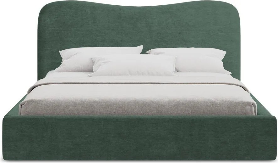 Зелено двойно легло 180x200 cm тапицирано с място за съхранение с включена подматрачна рамка Kahai – Makamii