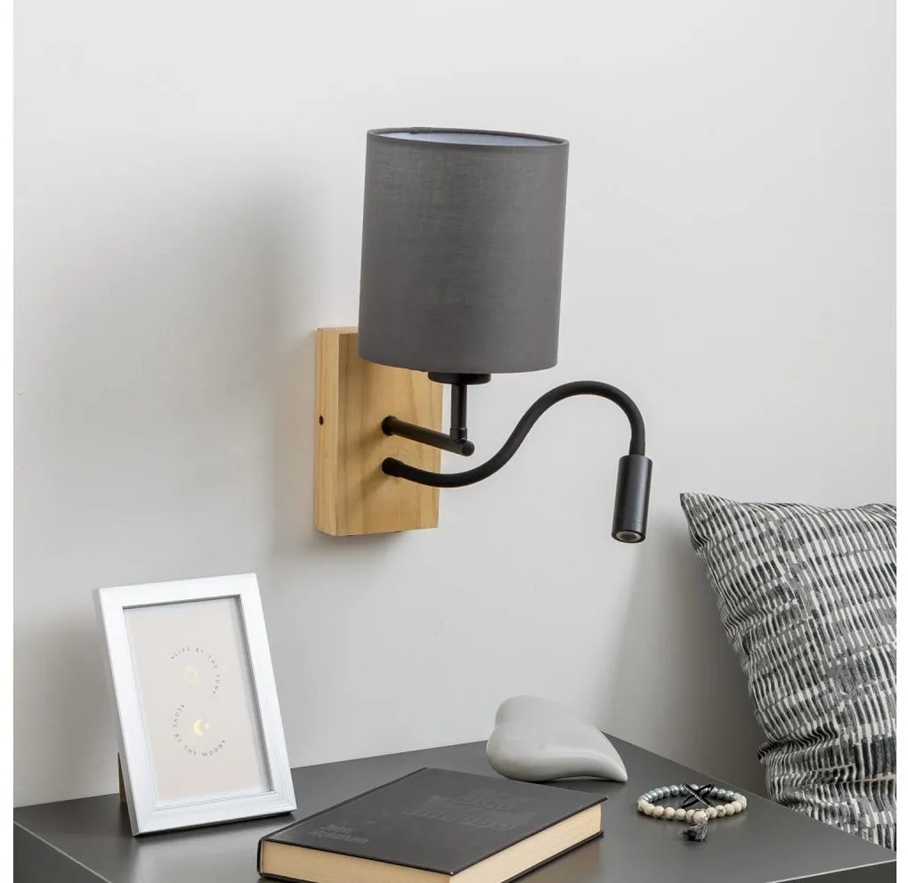 Brilagi - LED Аплик NUBILA WOOD 1xE27/25W/230V + LED/3W дъб/антрацит