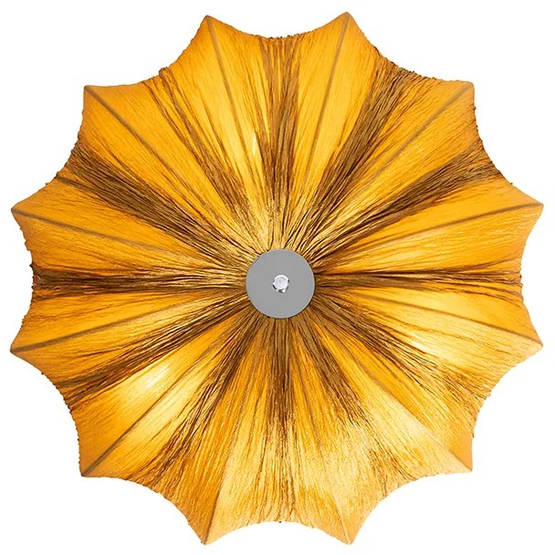 Дизайнерска таванна лампа злато коприна 52 см 3-светлина - Plu