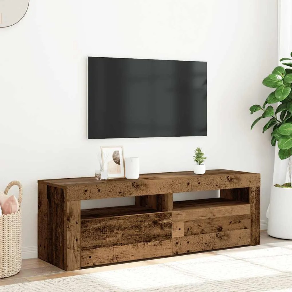 856313 vidaXL ТВ шкаф с LED осветление, 120x35x40 см, инженерно дърво