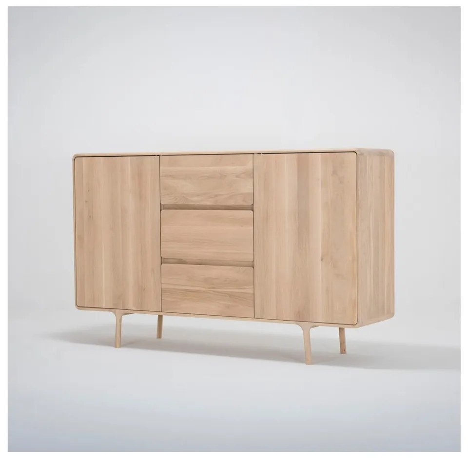 Масивен дъбов скрин с 3 чекмеджета , ширина 180 см Fawn - Gazzda