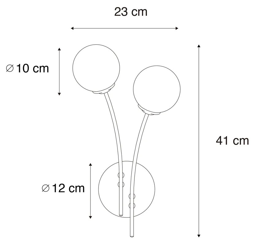 Модерен стенен аплик златен 2-лампи с опушено стъкло - Атина