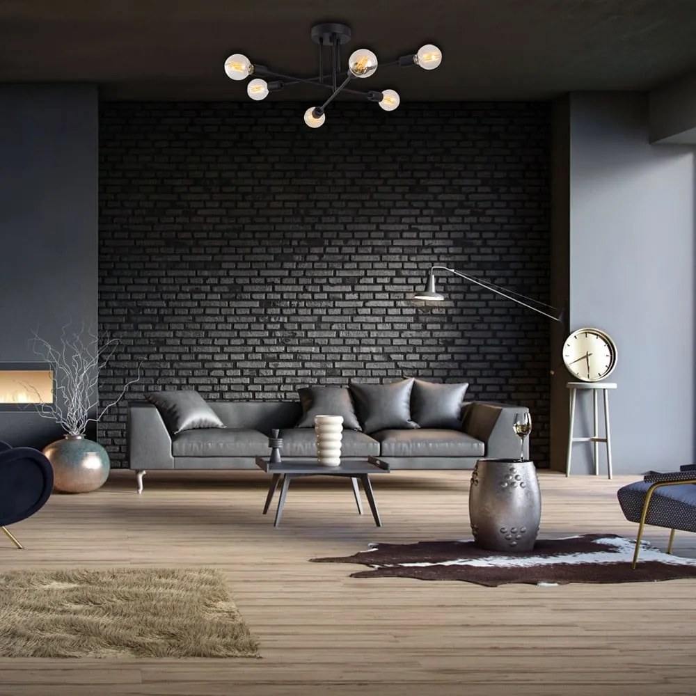 Черно осветително тяло за таван 64x64 cm Flower – Opviq lights