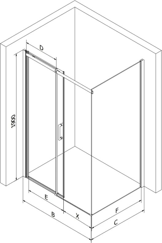 Mexen Omega плъзгаща се душ кабина 100 x 80 см, прозрачна, хром - 825-100-080-01-00
