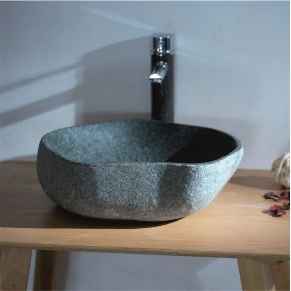 Мивка за баня ICL 6015, монтаж върху плот, мрамор, натурален, 30-60x10-15см