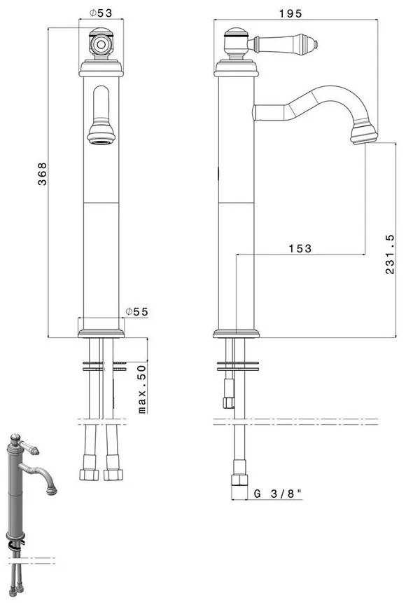 Стояща батерия за мивка в лъскаво-сребрист цвят Vienna – Sapho