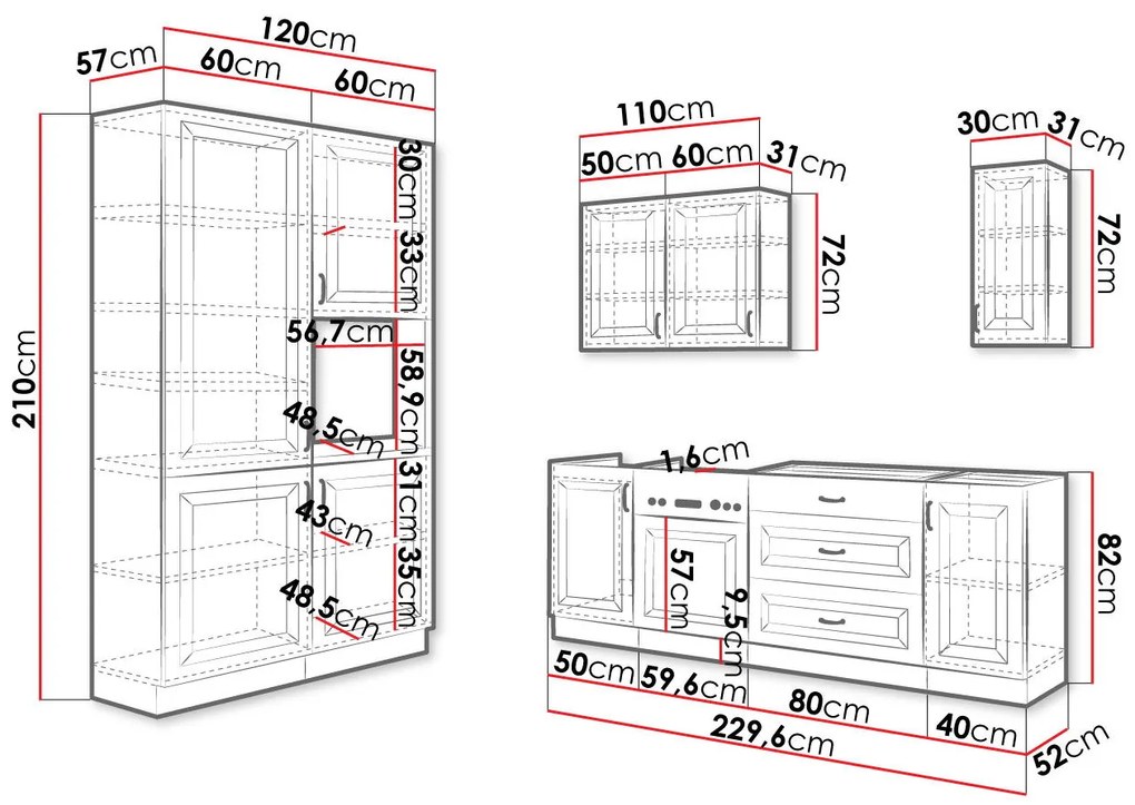 Кухненски състав Retroline III-Gkri-Fusiko