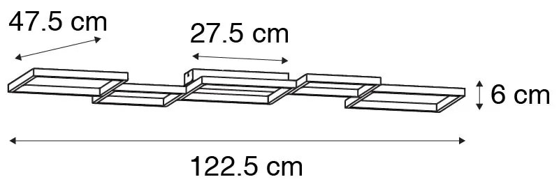Таванна лампа златиста с LED 3-степенен димер 5-светлина - Lejo
