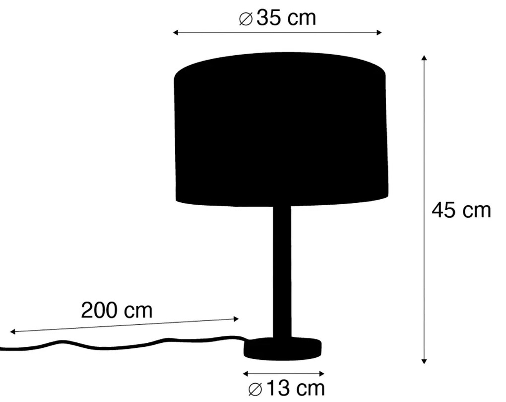 Настолна лампа дърво с кадифен абажур Taupe 35 см - Mels