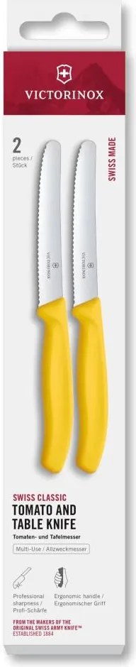 Victorinox - комплект от 2 кухненски ножа за зеленчуци SWISS CLASSIC, 11 см, в жълт цвят