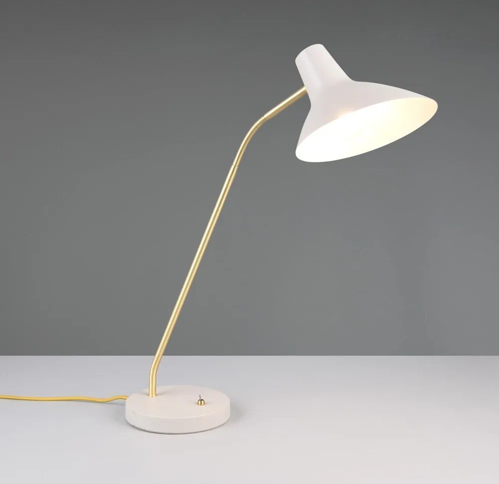 Настолна лампа с огъваща се структура в златист цвят/в цвят слонова кост (височина 54 cm) Traveller – Trio