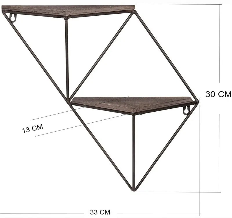 Стенна етажерка за саксии Evila Originals 792EVL2867, 33х30 см, Метал, Кафяв/черен
