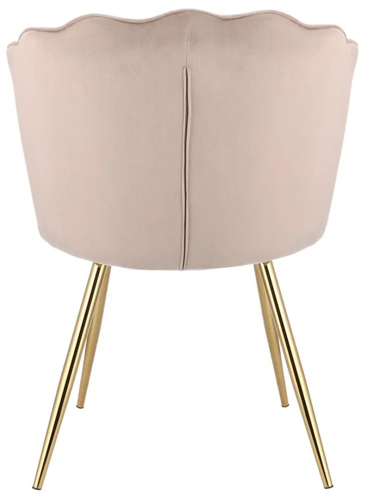 Кадифен стол за хранене FIORE във формата на раковина Светло розово