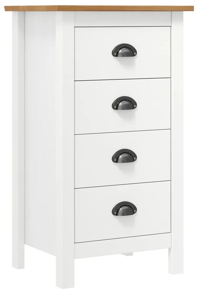 Sonata H Сайдборд Hill бял 46x35x80 см борово дърво масив