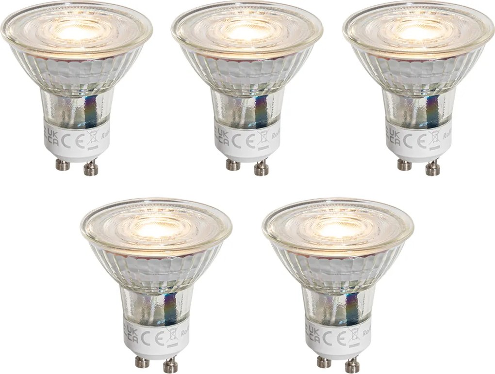 Комплект от 5 GU10 50mm димируеми LED крушки прозрачни 4.5W 365 lm 2700K