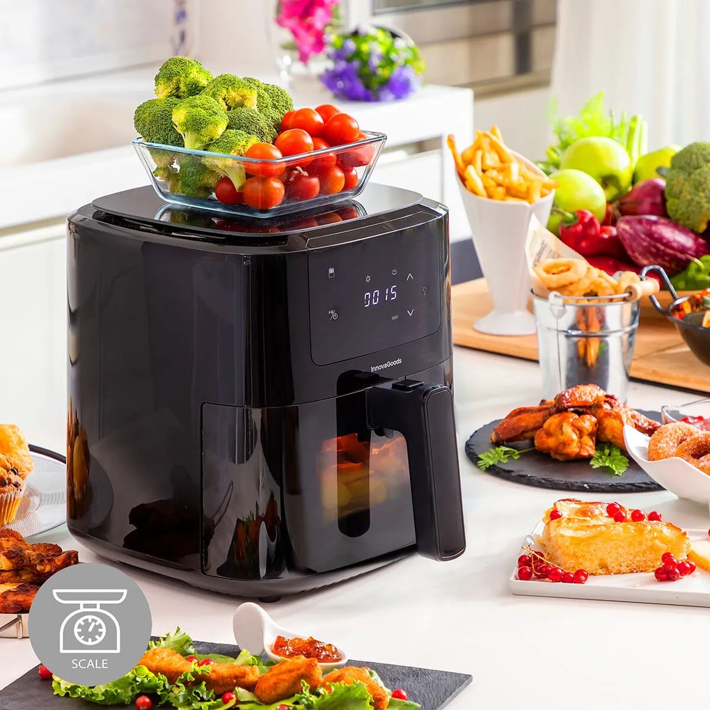 Фритюрник без Масло с Кантар InnovaGoods Fryinn Balance 5000 Черен Неръждаема стомана 1500 W 5 L