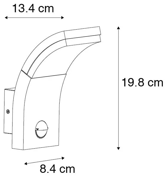 Външна стенна лампа антрацит с LED IP54 с датчик за движение - Litt