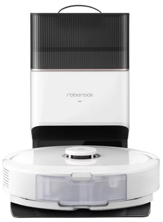 Прахосмукачка робот Roborock Q8 max+ Q8MP02-00, 59W, Wi-Fi, Гласово управление, 5500 Pa, Сухо и мокро почистване, Автономия до 240 мин, Бял/черен