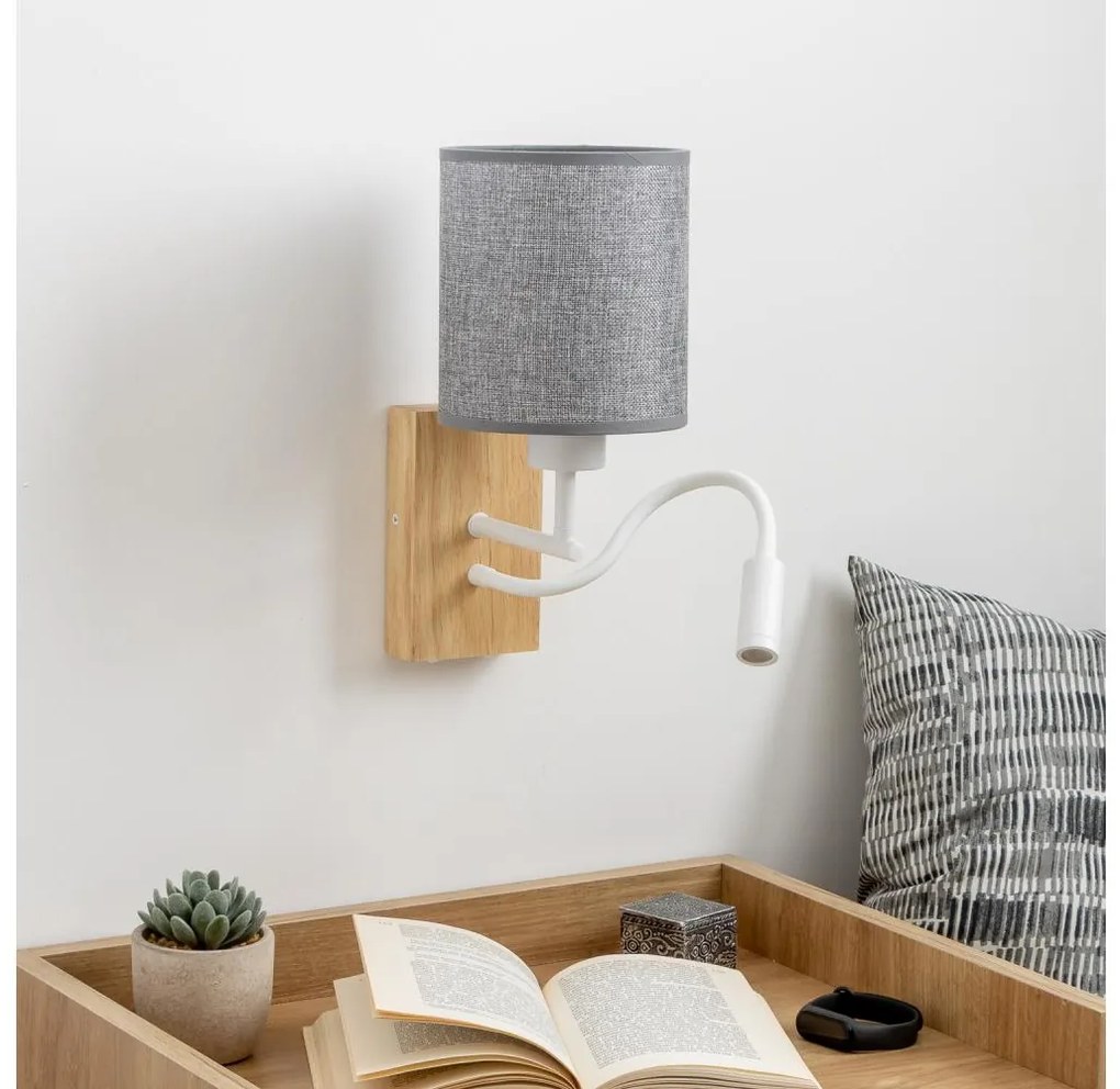 Brilagi - LED Аплик NUBILA WOOD 1xE27/25W/230V + LED/3W дъб/сив