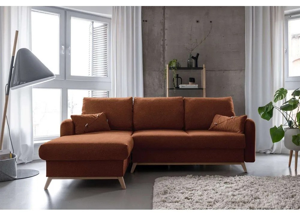 Оранжев ъглов разтегателен диван, ляв ъгъл Scandic Lagom - Miuform