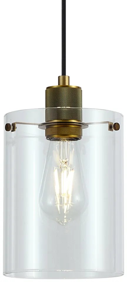 Дизайнерска висяща лампа бронз с прозрачно стъкло - Domo