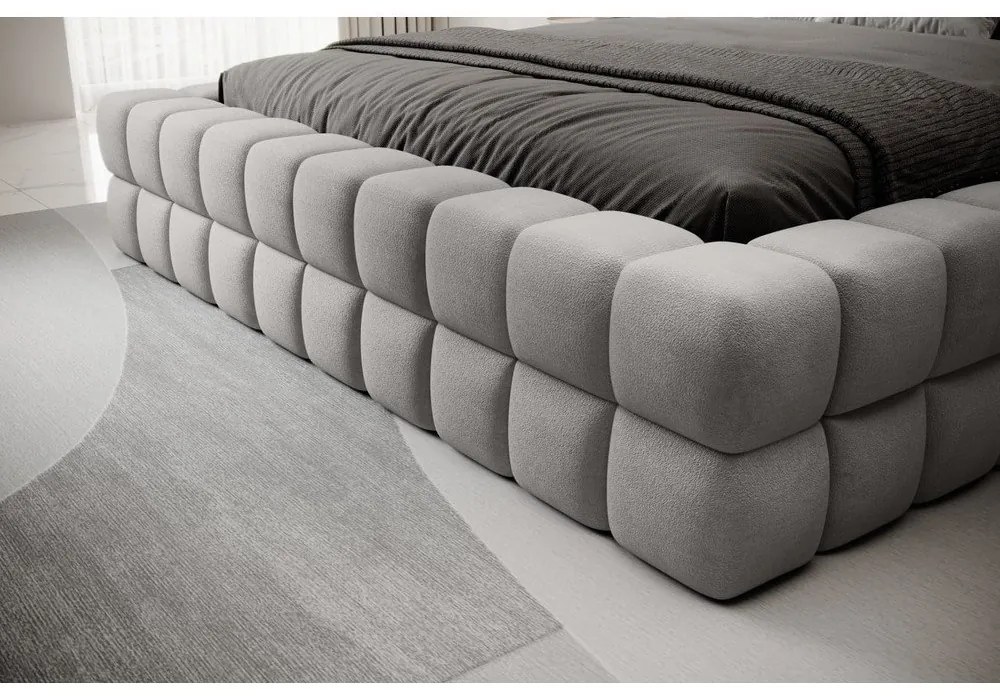 Сиво тапицирано двойно легло с място за съхранение и включена подматрачна рамка 160x200 cm Dizzle – ELTAP