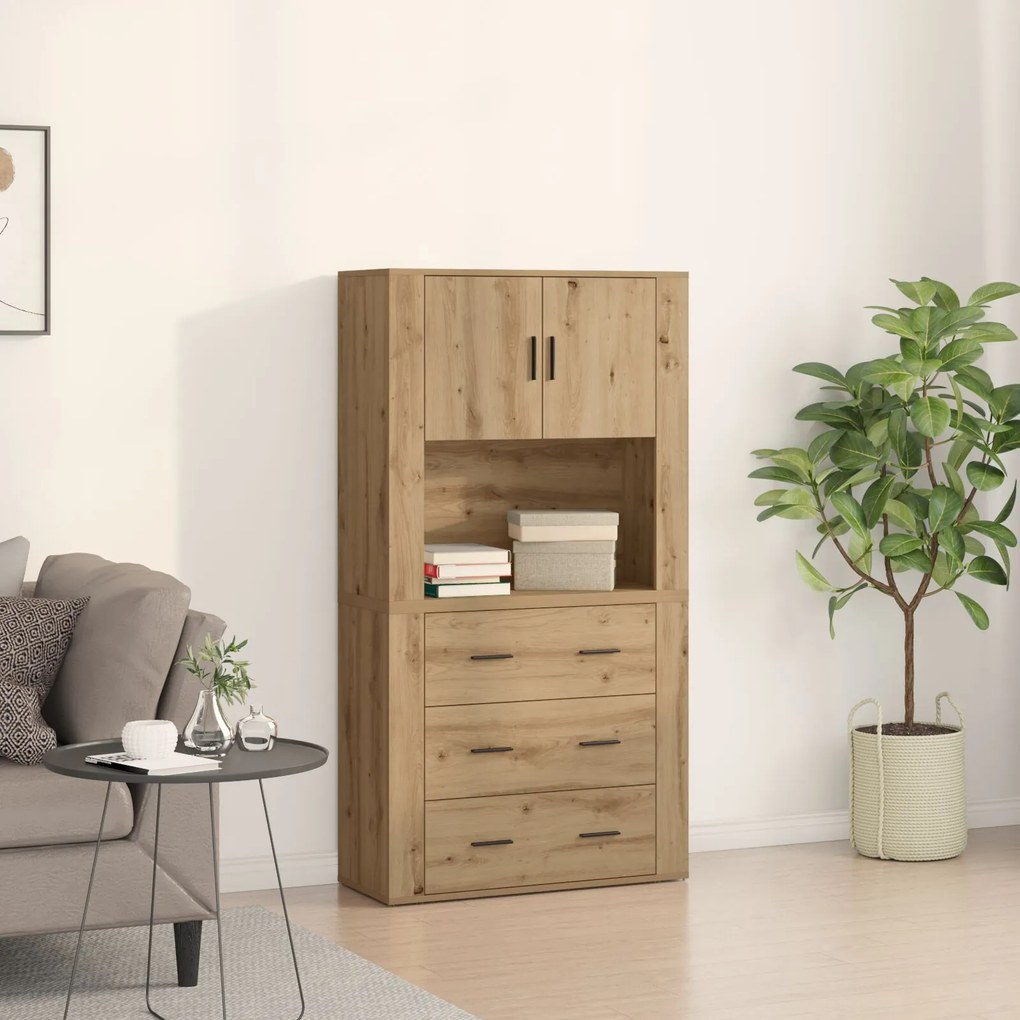 Sonata H Висок шкаф Артистичен дъб 80x33x150 см Инженерна дървесина