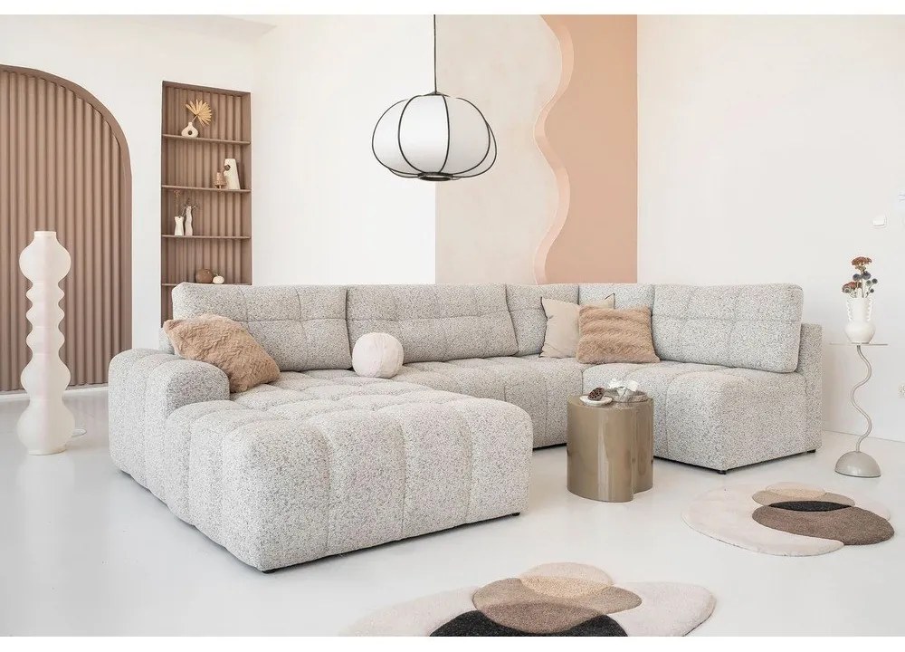 Бежов разтегателен модулен ъглов диван с място за съхранение (десен ъгъл) Lulu – Miuform