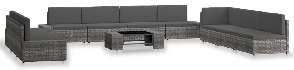 3054610 vidaXL Градински комплект за отдих, 10 части, полиратан, сив