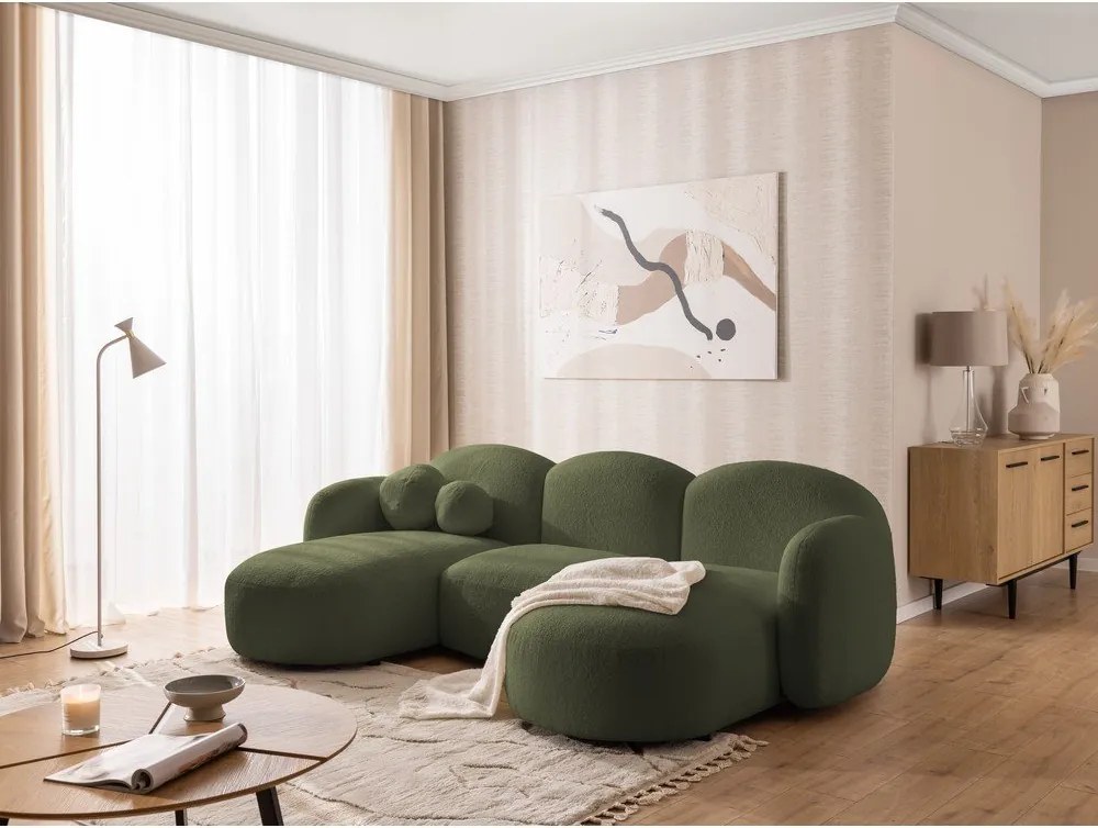 Зелен ъглов диван от букле (U форма) Orbit – Ropez