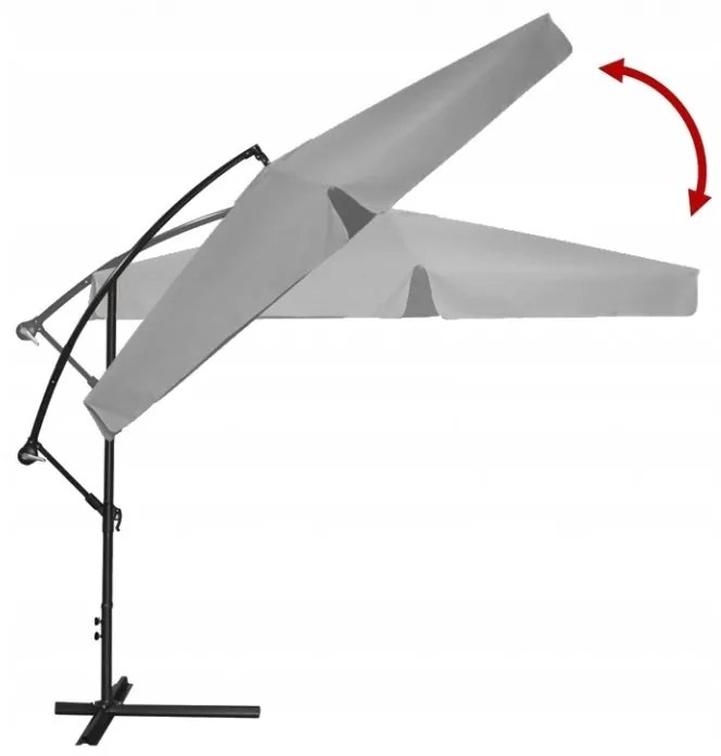 Сив градински чадър с LED светлина 3 м