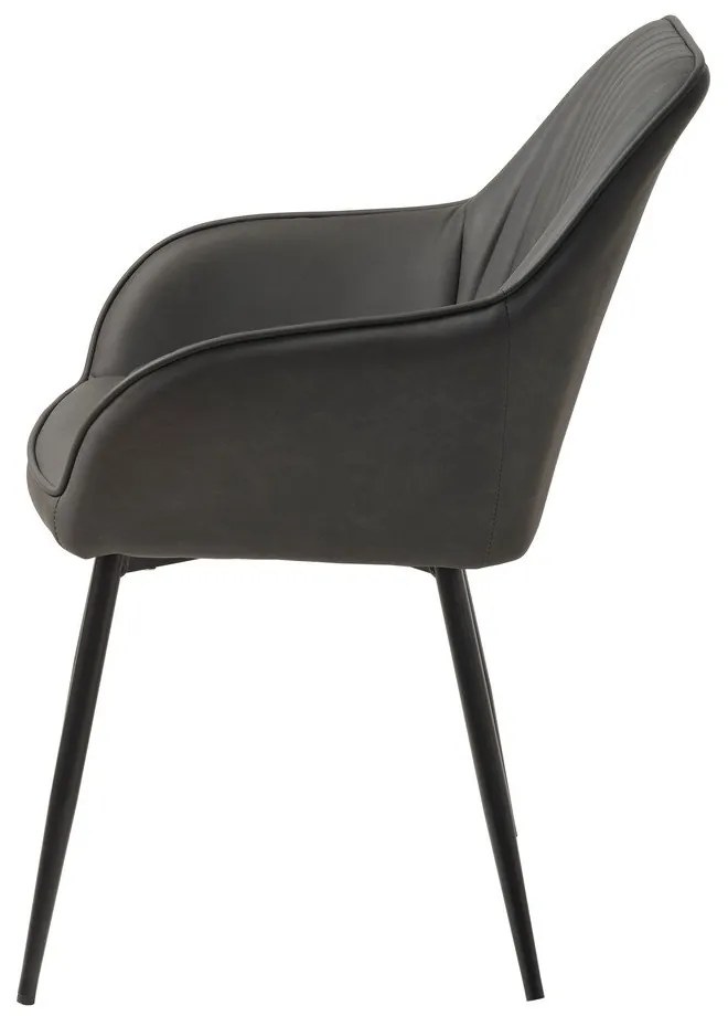 Тъмносиви тапицирани трапезни столове в комплект с подлакътници 2 бр. Nolan Stripe – Unique Furniture