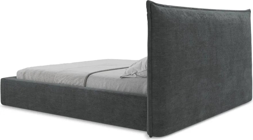 Тъмносиво двойно легло 140x200 cm тапицирано с място за съхранение с включена подматрачна рамка Esala – Makamii