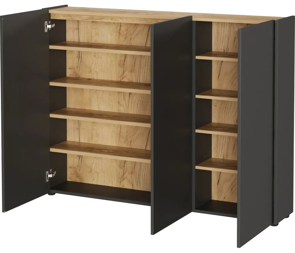 Антрацитна стойка за обувки от декор от дъб 138x105x25 cm Libbiano – Germania